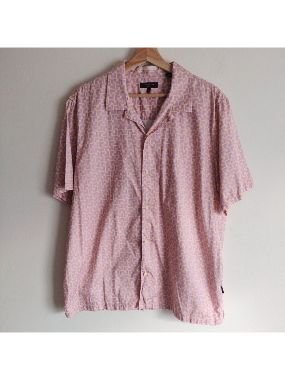 Ted Baker London Printed Short Sleeve Shirt XXL Orange Purple Groovy Print Sz 6